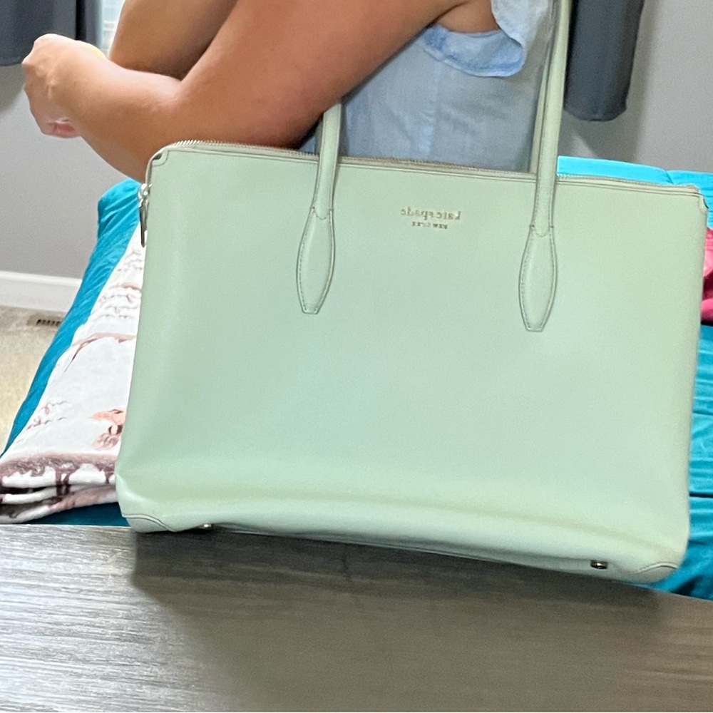Kate Spade mint green Tote Bag laptop work bag - Picture 3 of 4